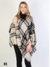 Loose Neck Poncho W/ Plaid